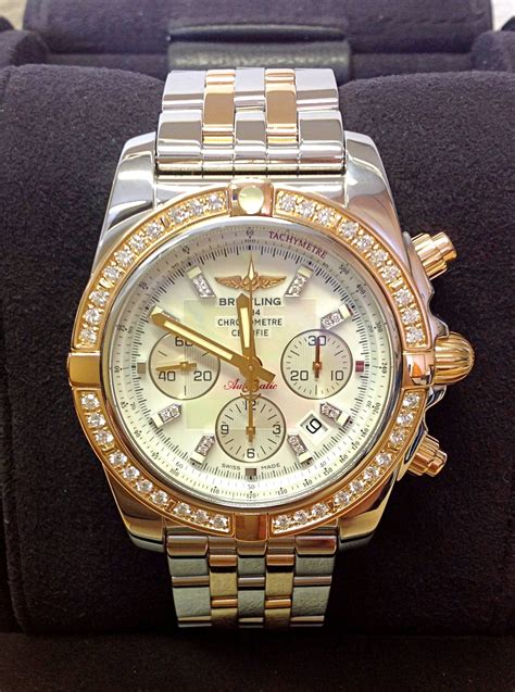 breitling chronomat gold rotating bezel men& 39|Breitling anthracite diamond bezel.